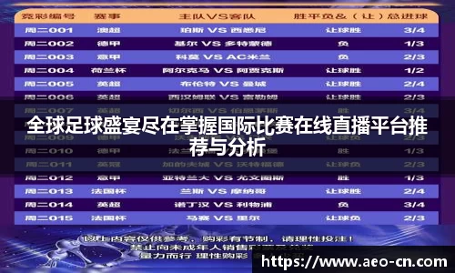 全球足球盛宴尽在掌握国际比赛在线直播平台推荐与分析