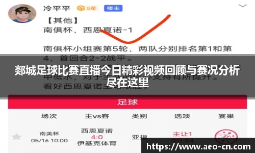 郯城足球比赛直播今日精彩视频回顾与赛况分析尽在这里