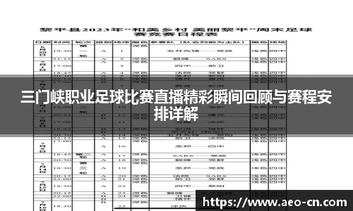 三门峡职业足球比赛直播精彩瞬间回顾与赛程安排详解